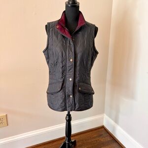 Barbour Quilted Vest - Navy and  Burgundy US sz 10/UK sz 14